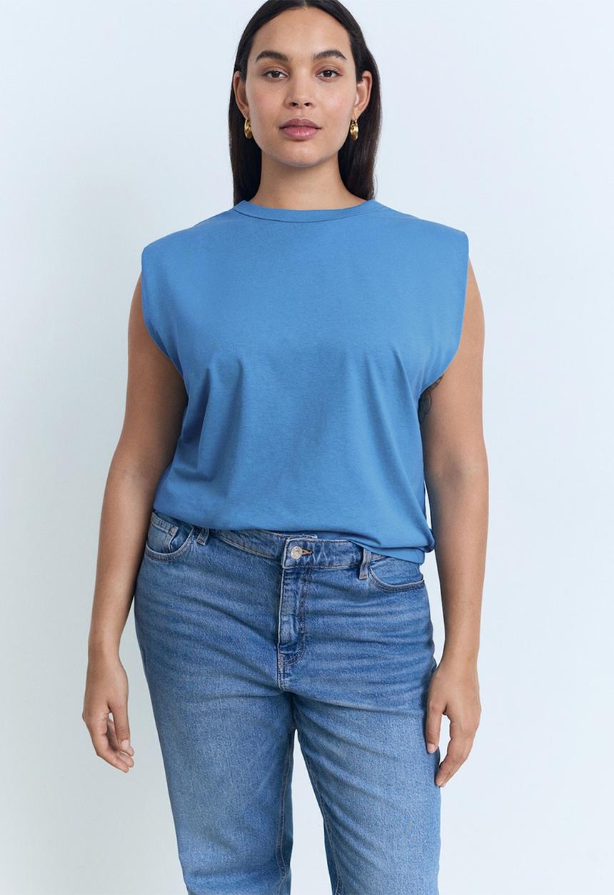 MANGO - T-Shirt Viri - Medium Blue