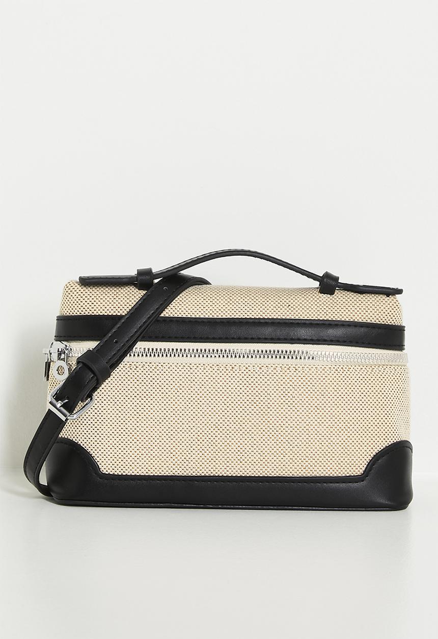 Tessa Design - Cross body canvas vanity style bag-black