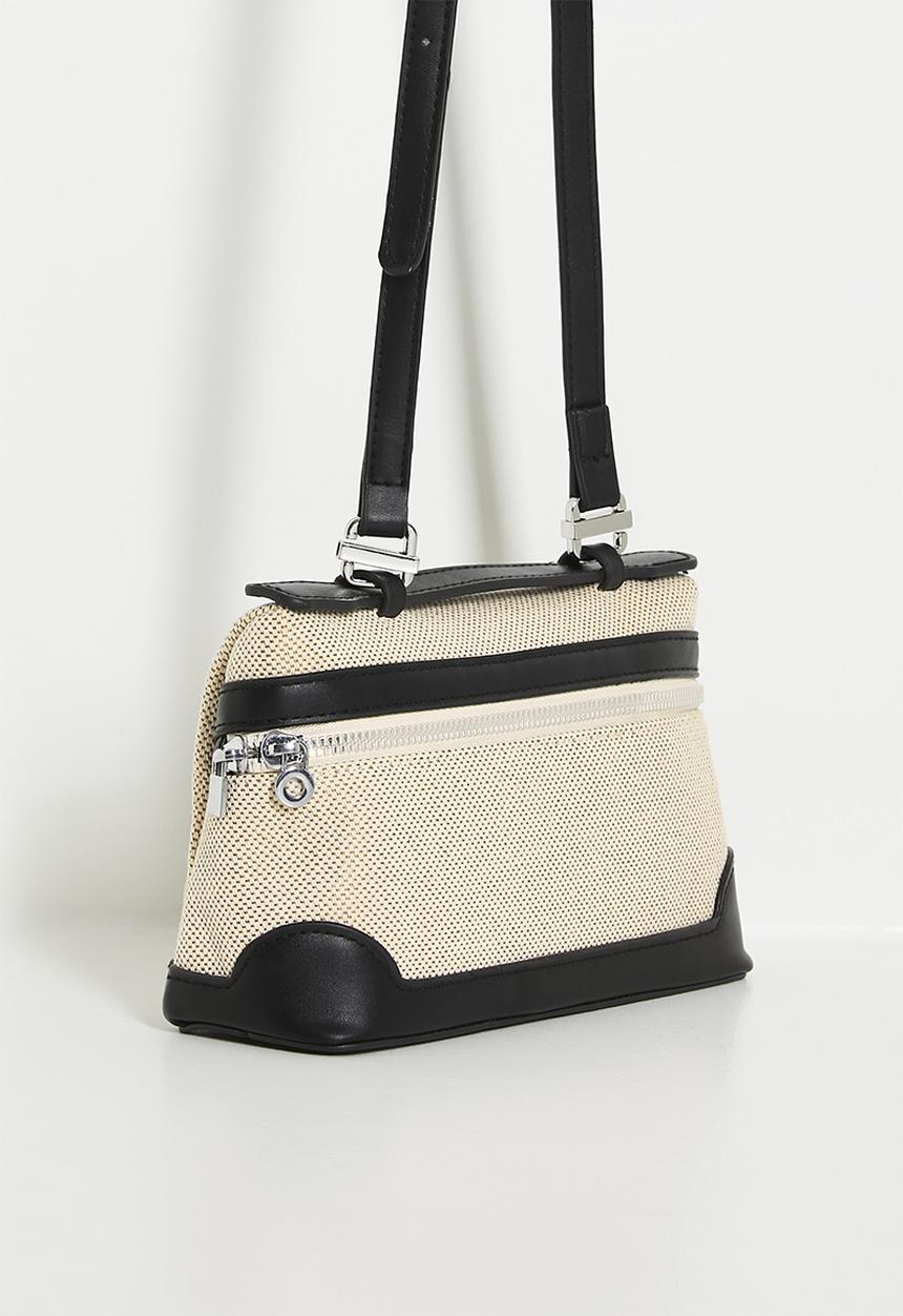 Tessa Design - Cross body canvas vanity style bag-black