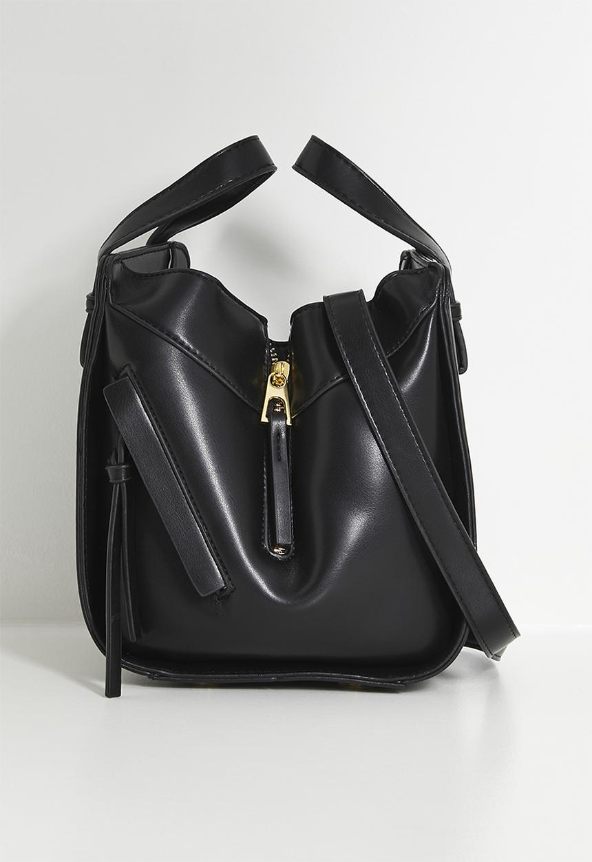 Tessa Design - Structured cross body bag with zip detail-black