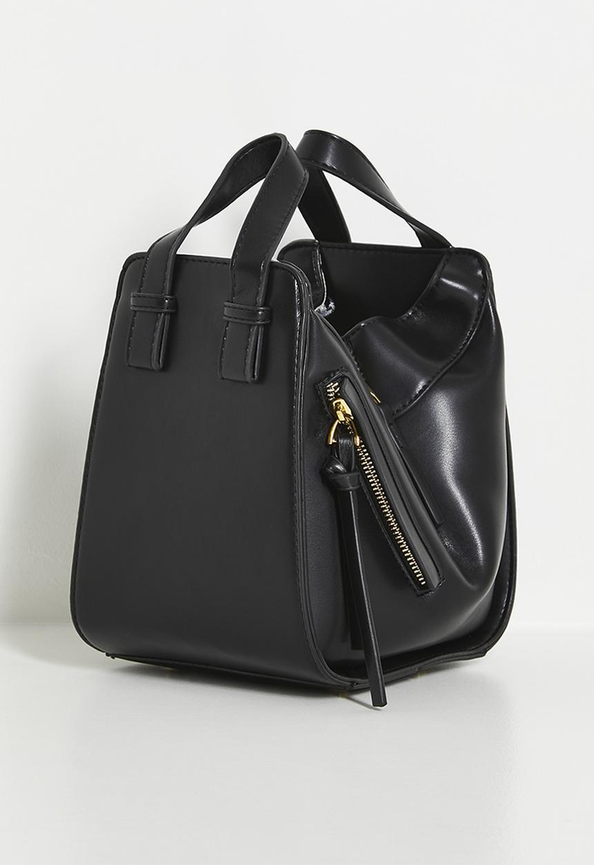 Tessa Design - Structured cross body bag with zip detail-black