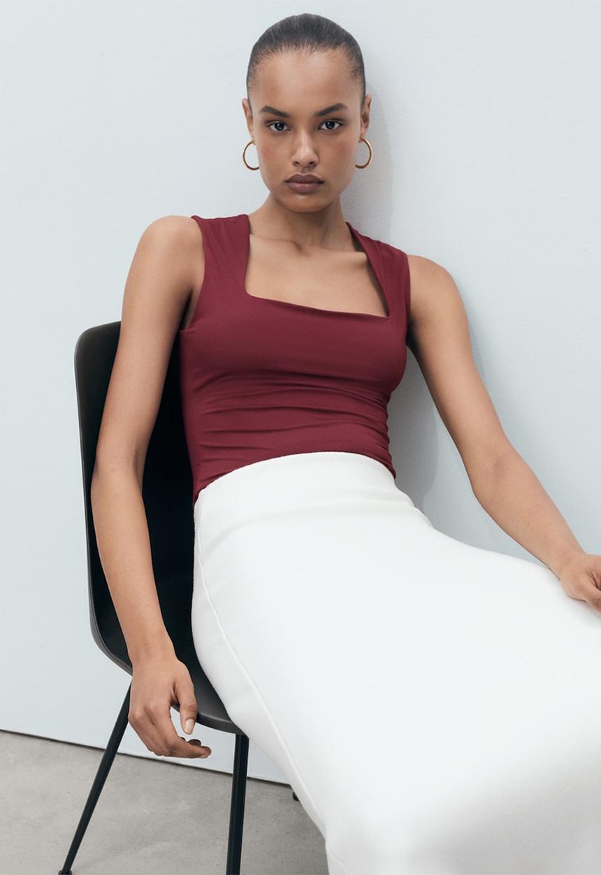 MANGO - Top Rayo - Dark Red
