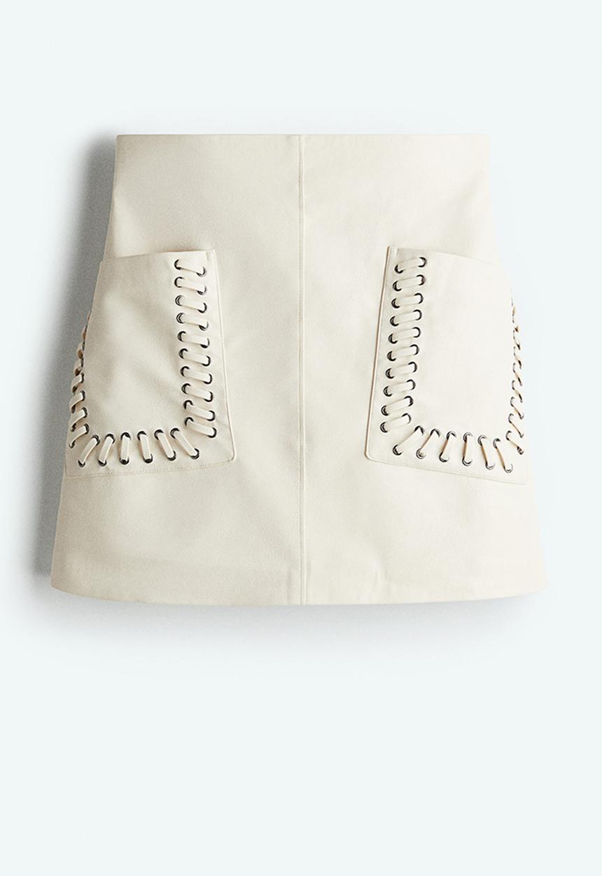H&M - Coated mini skirt - cream