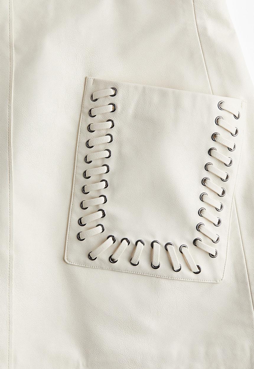 H&M - Coated mini skirt - cream
