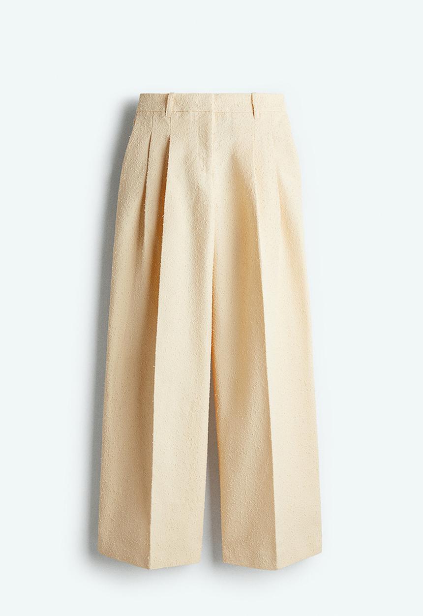 H&M - Wide tailored trousers - light beige