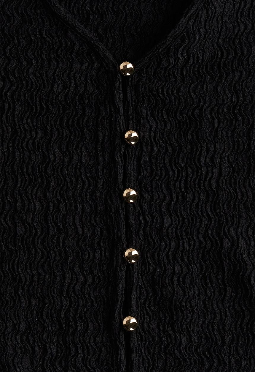 H&M - Textured jersey top - black