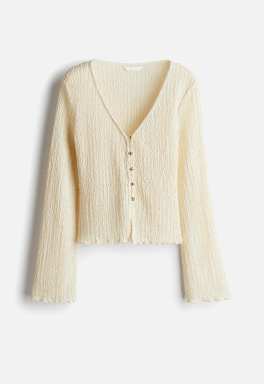 H&M - Textured jersey top - light beige