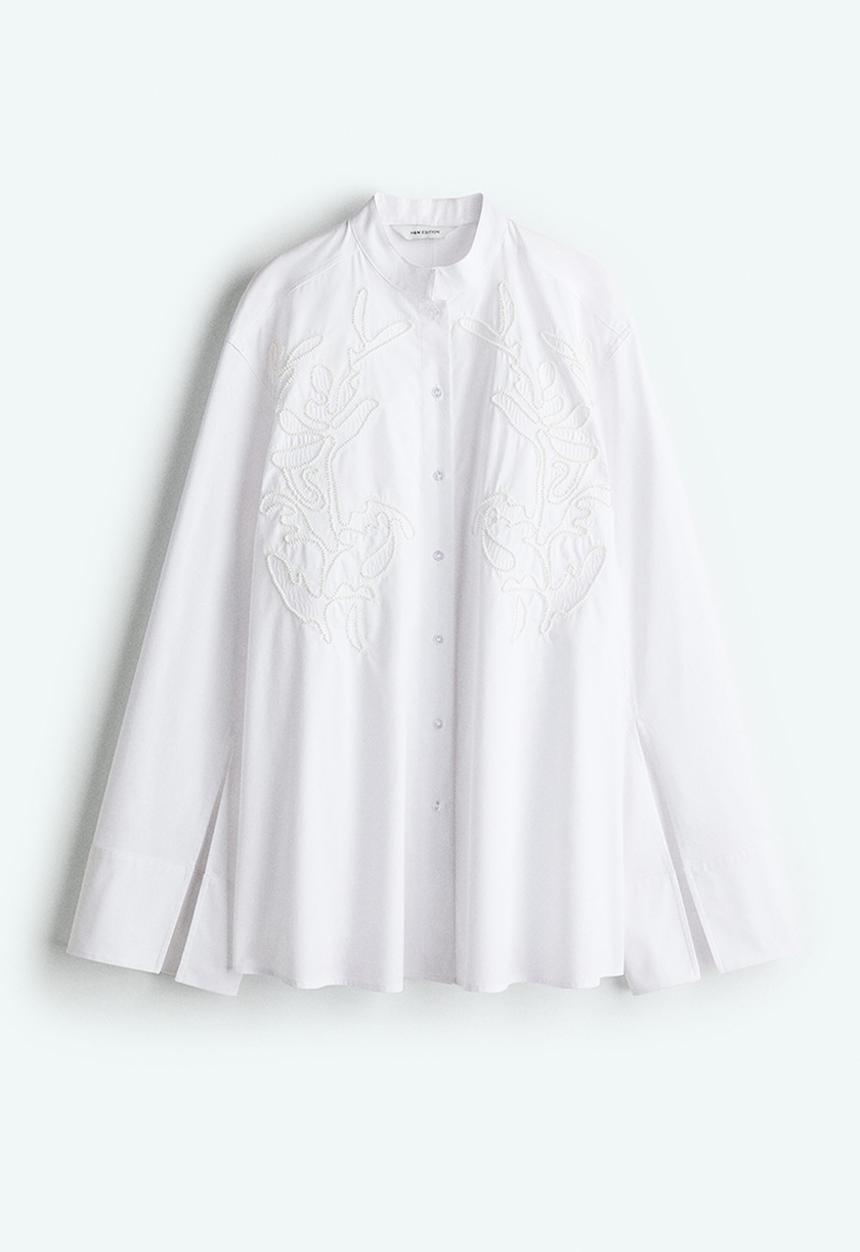 H&M - Embroidered cotton shirt - white