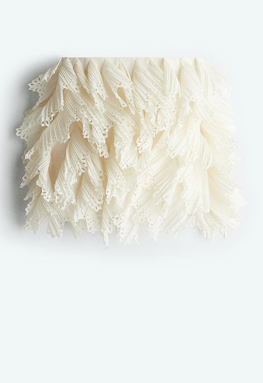 H&M - Frilled chiffon skirt - cream