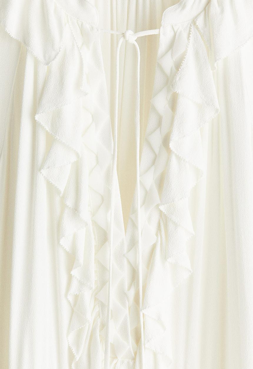 H&M - Ruffled maxi dress - white