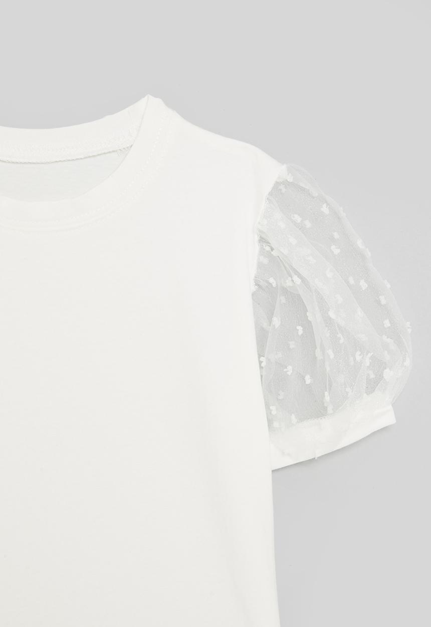 Pop Candy - Tulle puff sleeve tee - white
