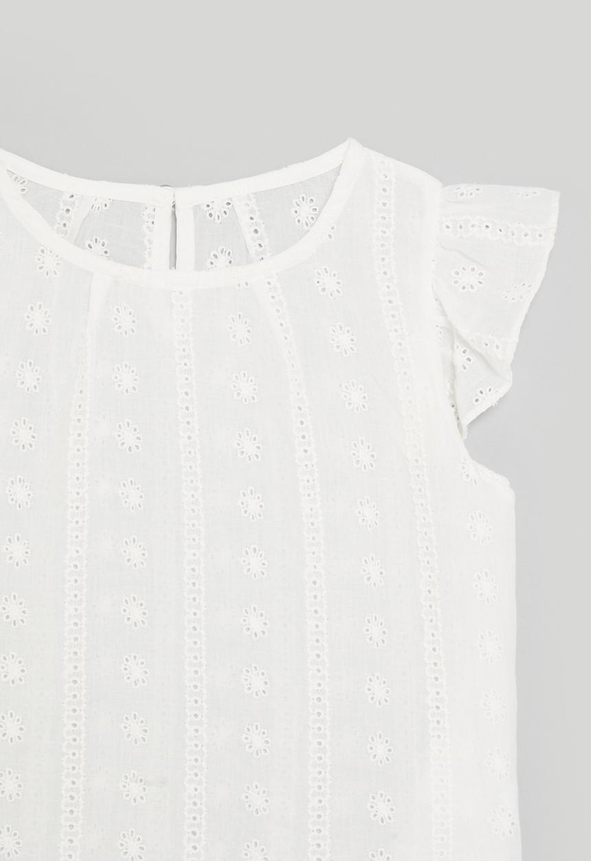 Pop Candy - Panelled anglaise blouse - white