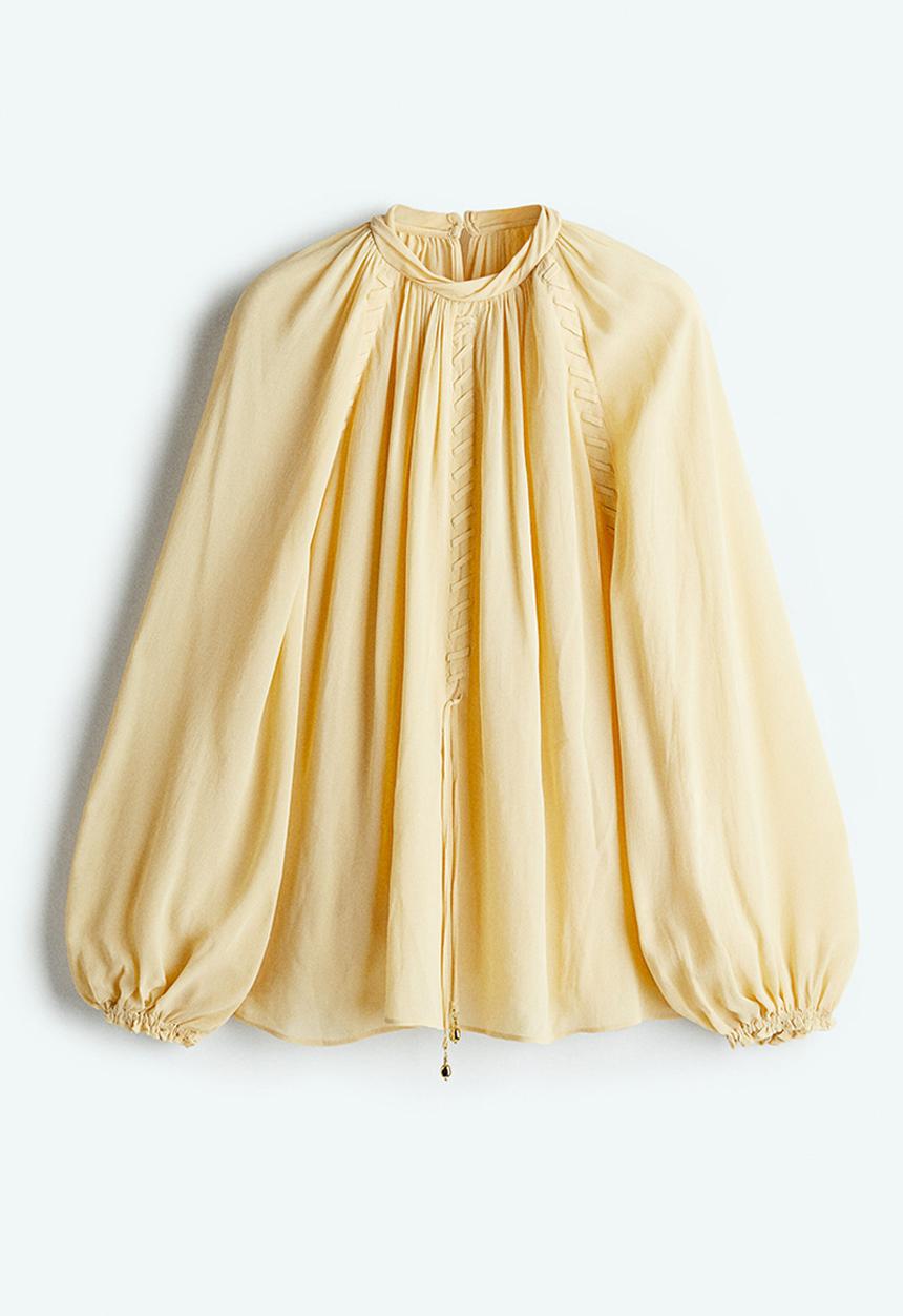 H&M - Oversized chiffon blouse - light yellow