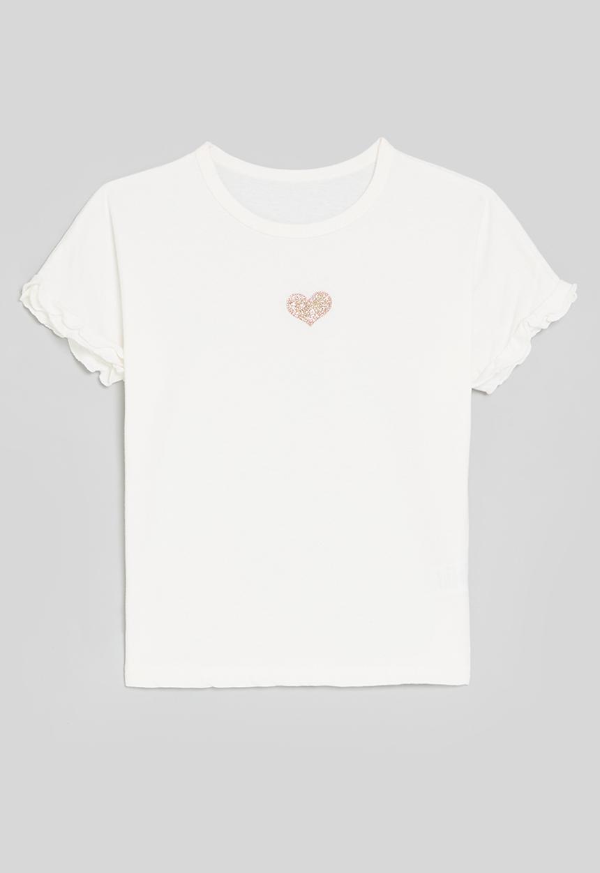 Pop Candy - Lettuce sleeve heart print tee - white