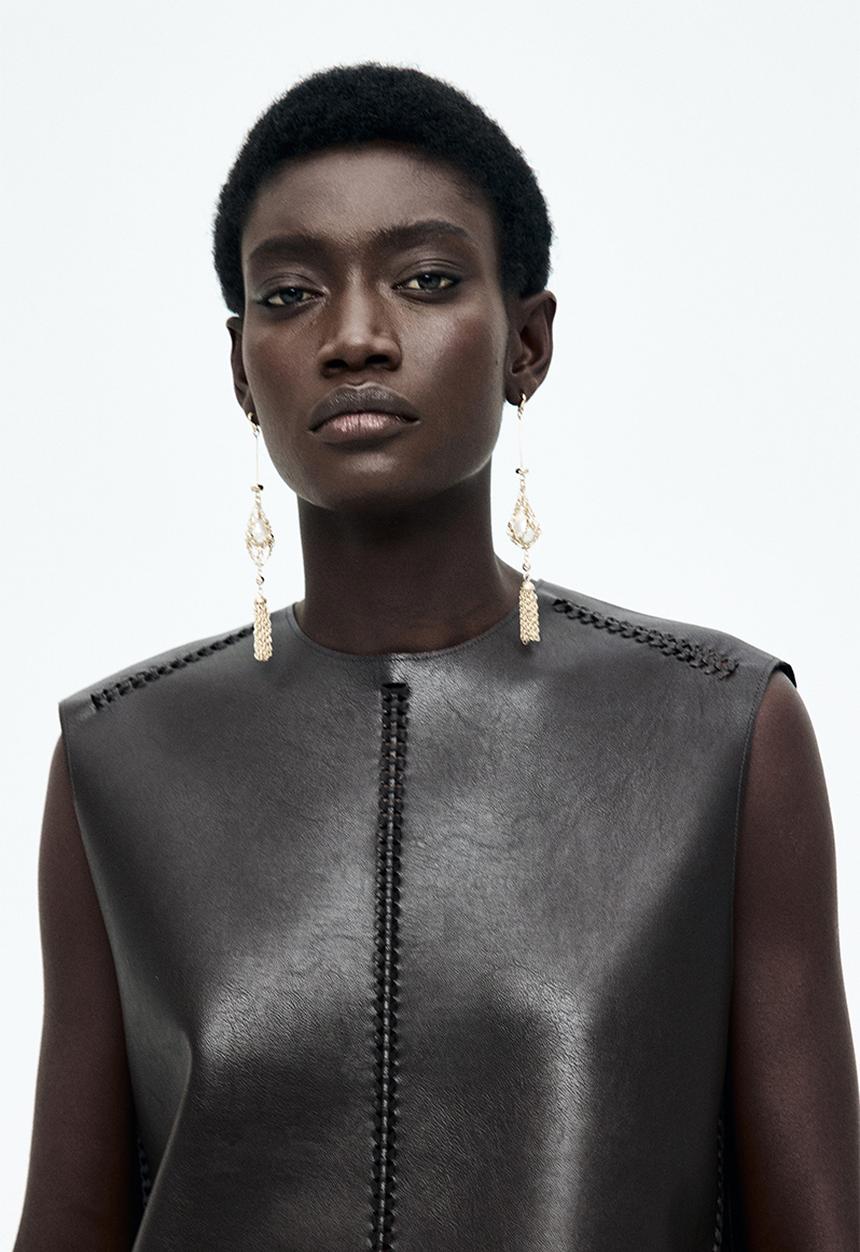 H&M - Braided-detail coated dress - dark brown