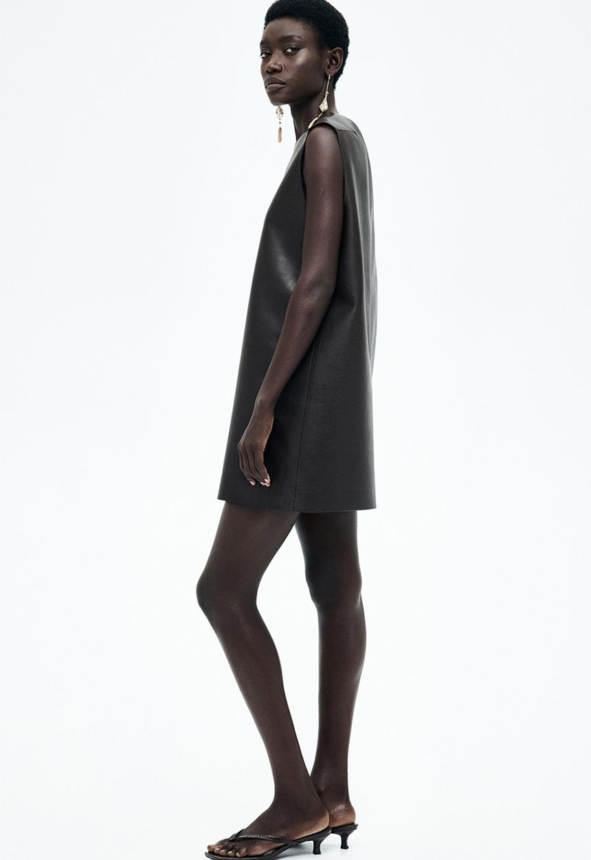 H&M - Braided-detail coated dress - dark brown