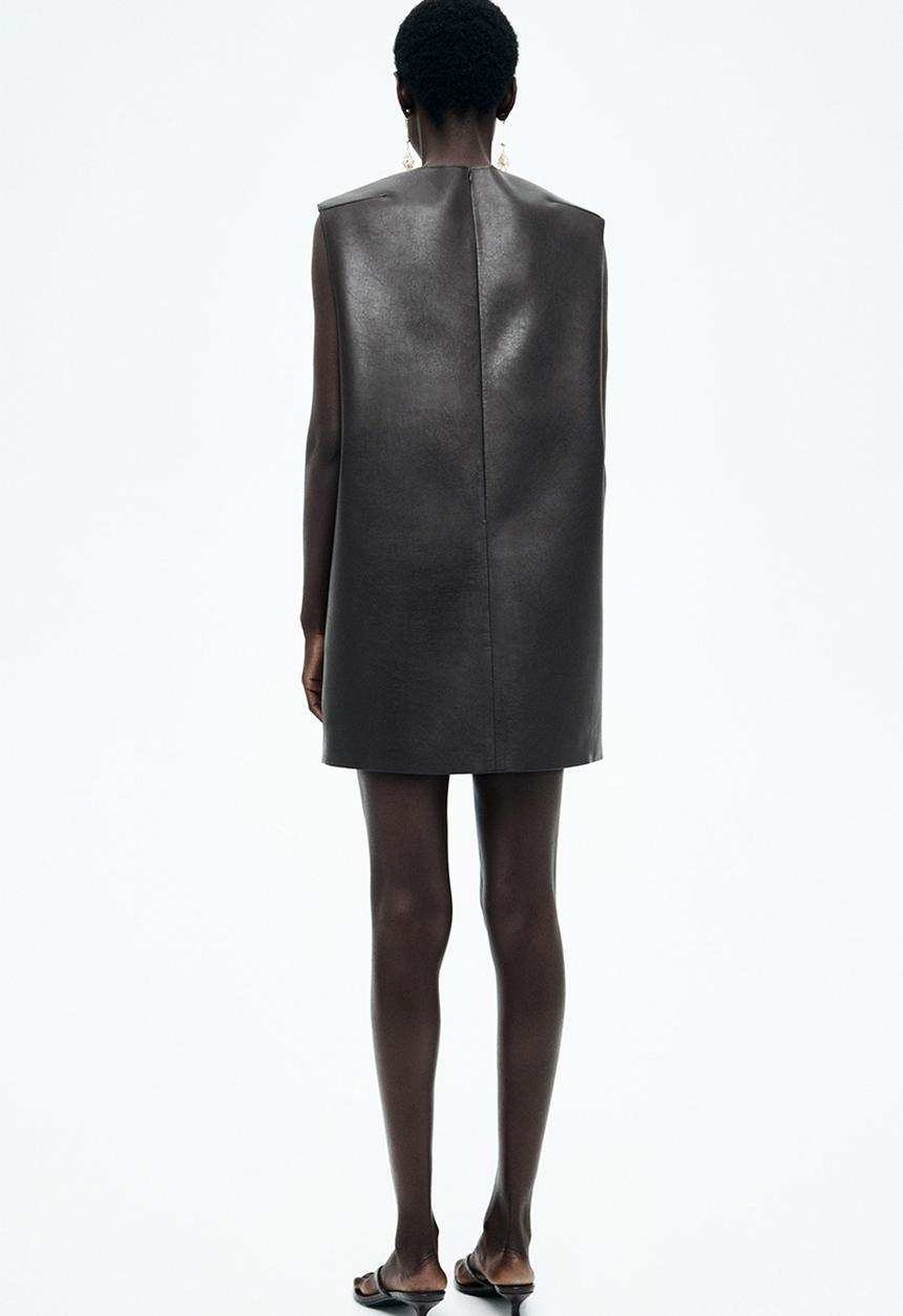 H&M - Braided-detail coated dress - dark brown