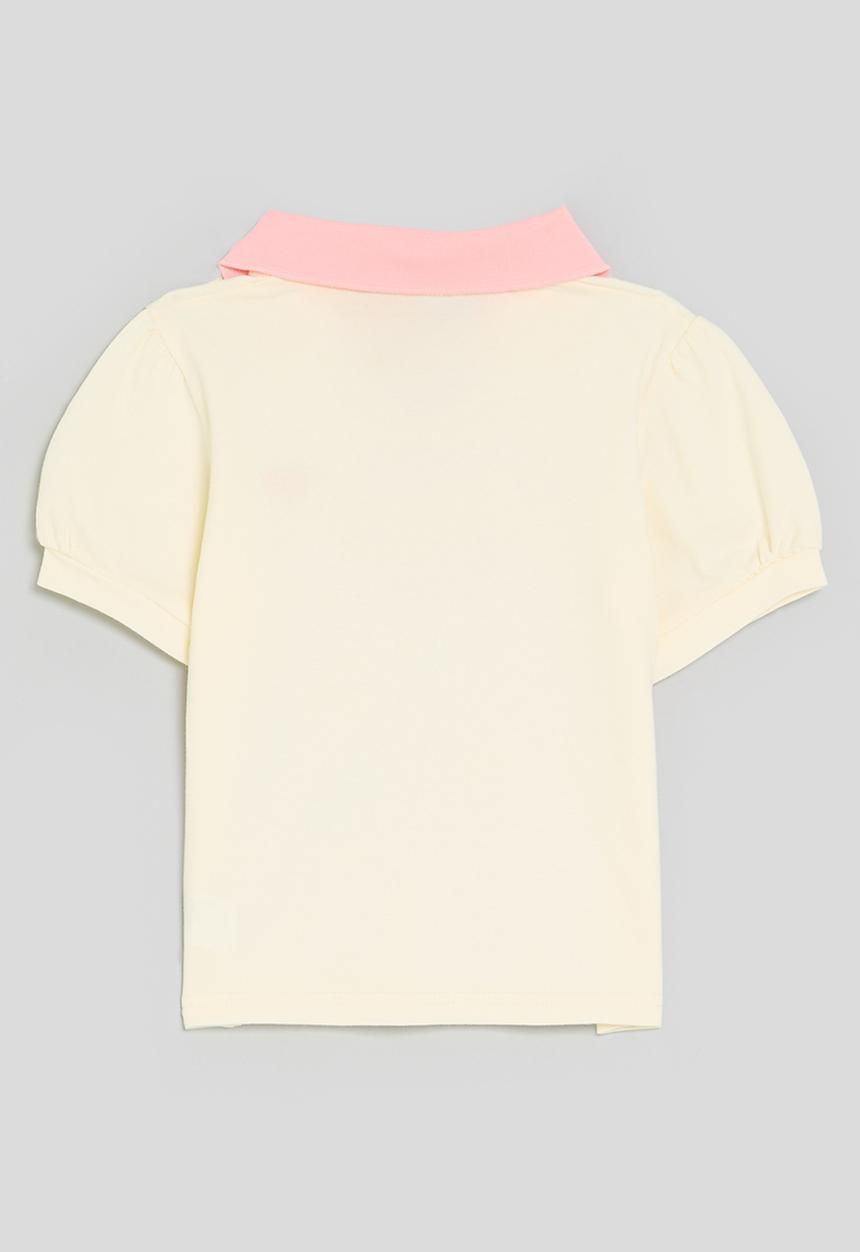 Pop Candy - Colour  block golfer tee - white & pink
