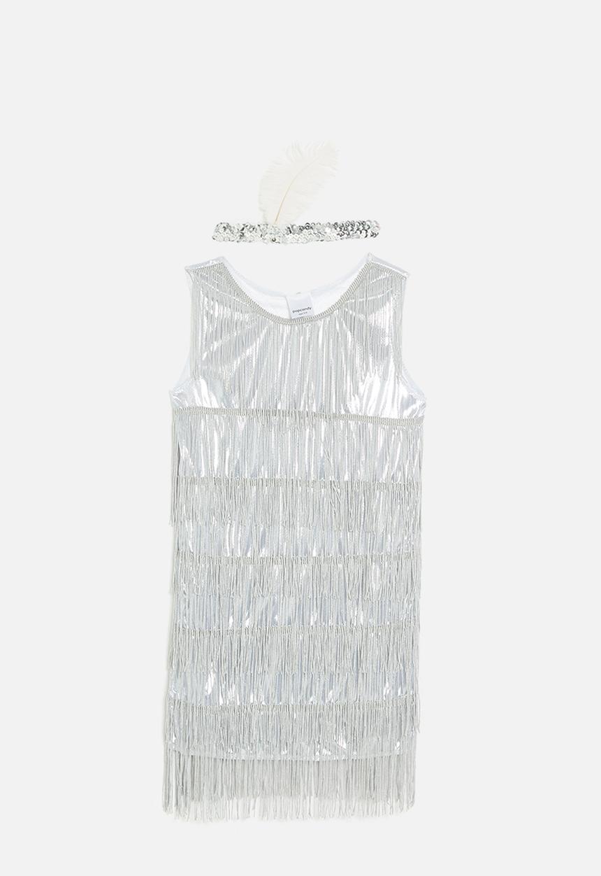 Pop Candy - Fringe Detail Dress & headband set - silver