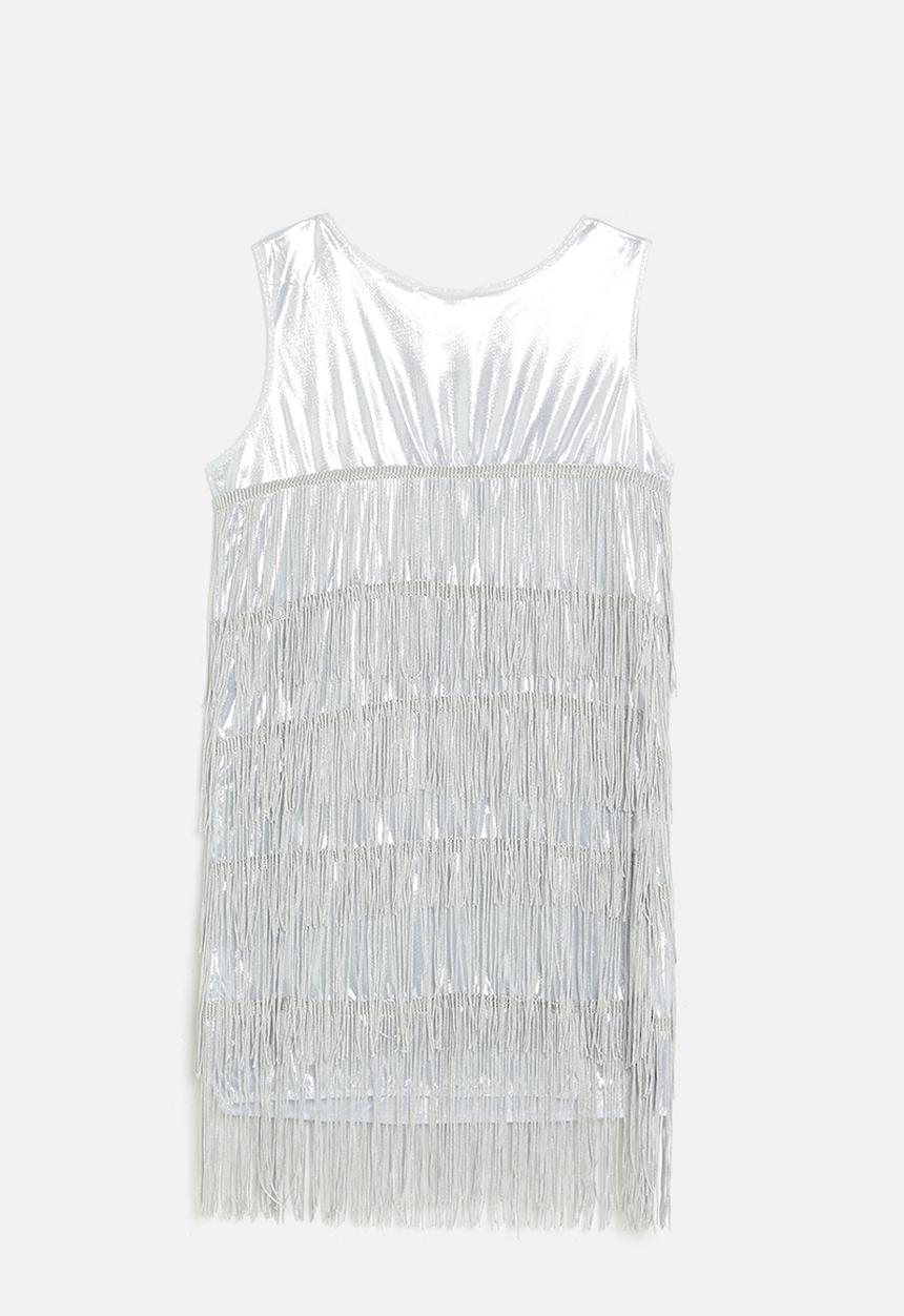Pop Candy - Fringe Detail Dress & headband set - silver