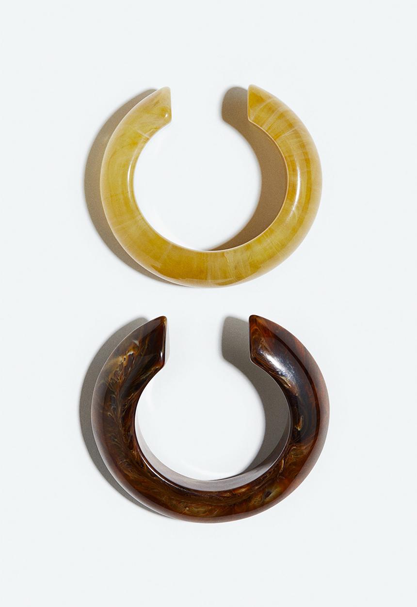 H&M - 2-Pack cuff bracelets - dark brown/yellow
