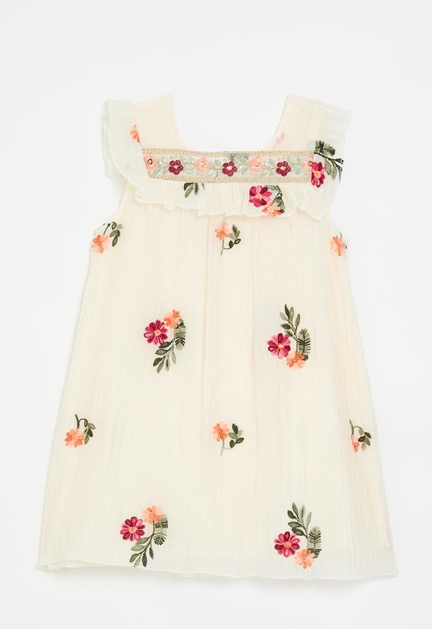 Pop Candy - Embroidery detail floral dress - white 