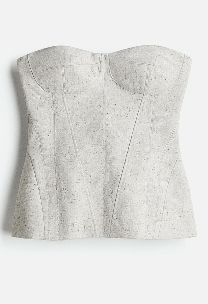 H&M - Twill bustier top - light grey marl