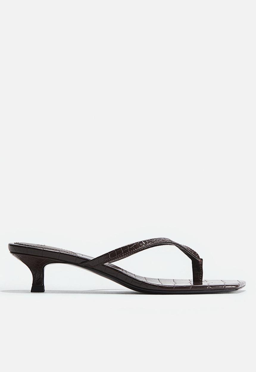 H&M - Kitten-heeled sandals - dark brown