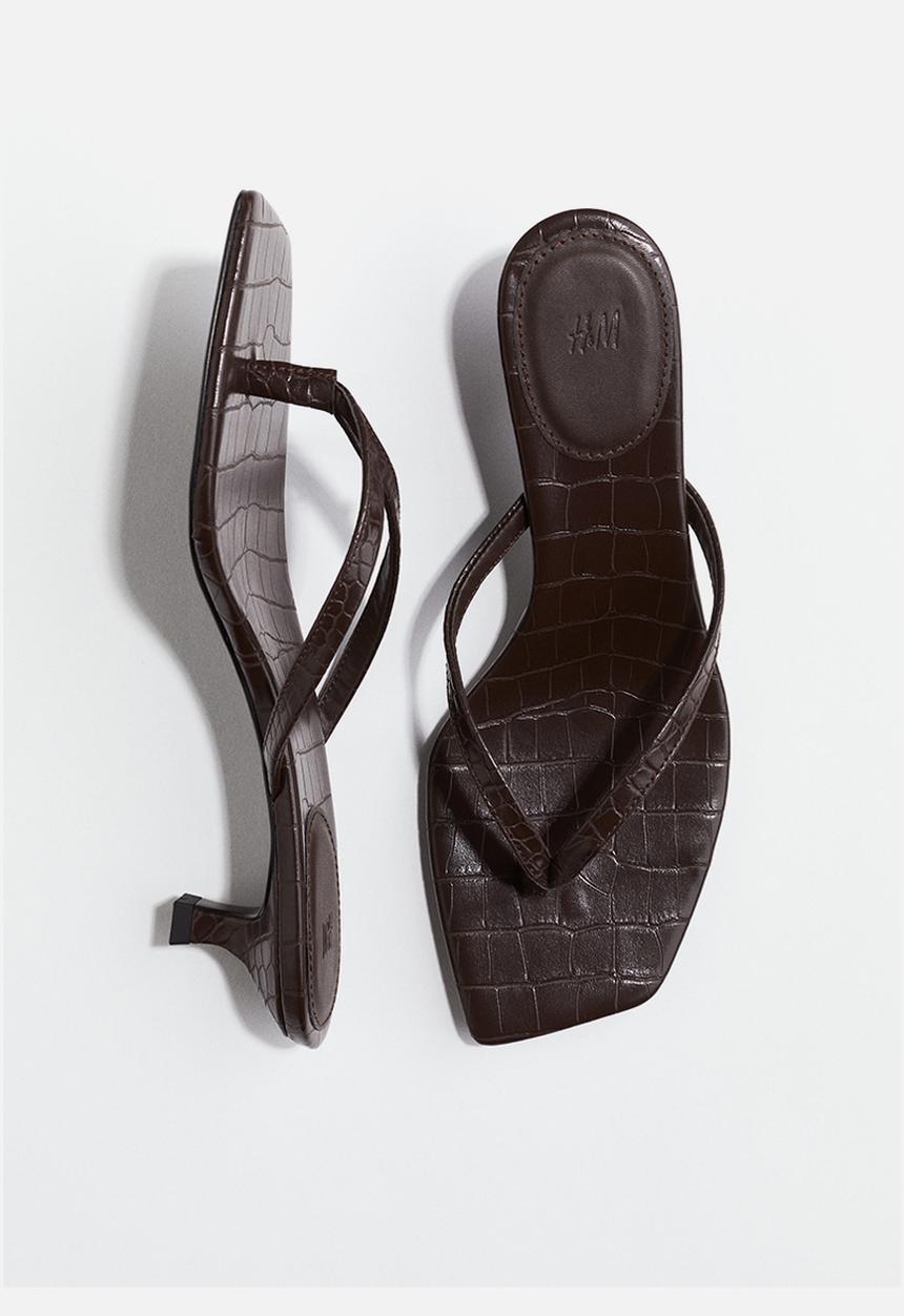 H&M - Kitten-heeled sandals - dark brown