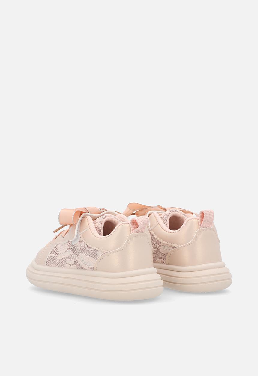 Pop Candy - Lace trim sneakers with satin laces - pink