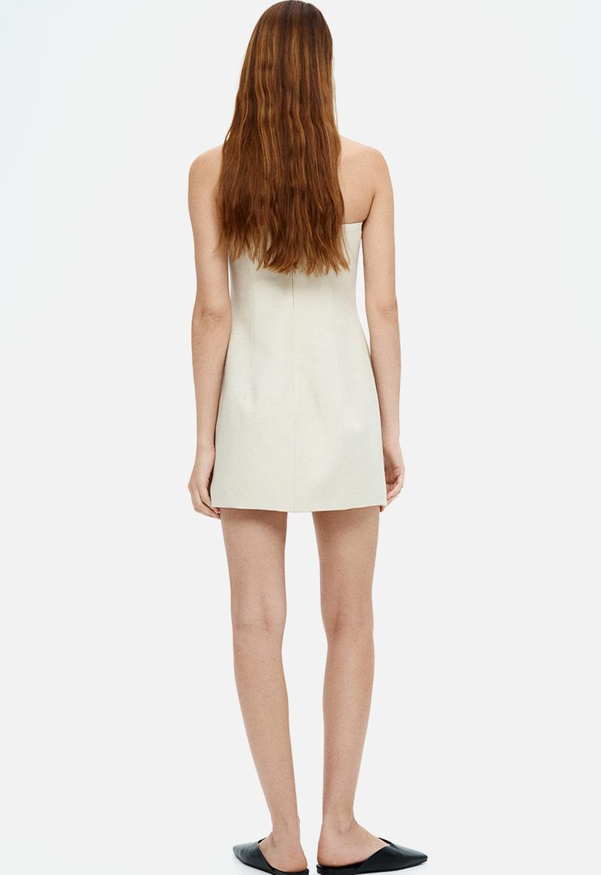 h&m linen blend bandeau dress Ladies - Light Beige Linen-Blend Bandeau Dress - Size: 18