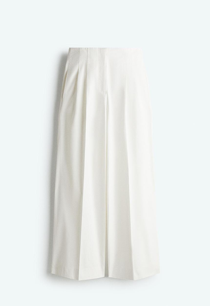 H&M - Pleat-front cotton trousers - white