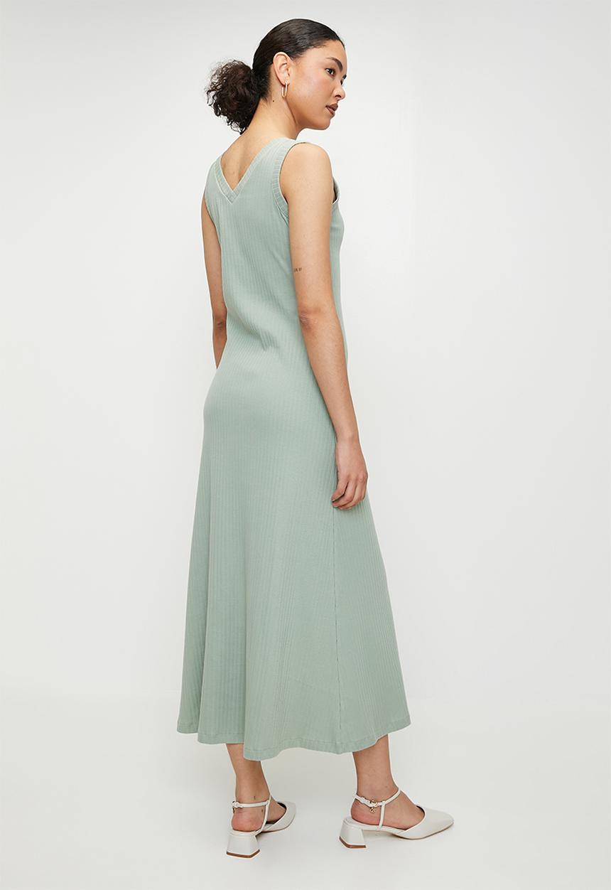 POLO - Madison sleeveless rib dress - sage