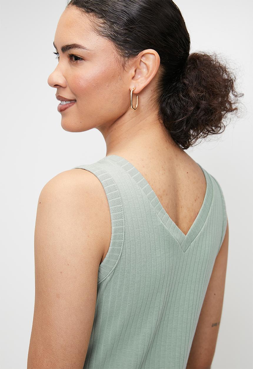 POLO - Madison sleeveless rib dress - sage