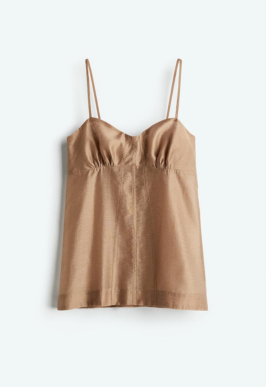 H&M - Sheer strappy top - dark beige