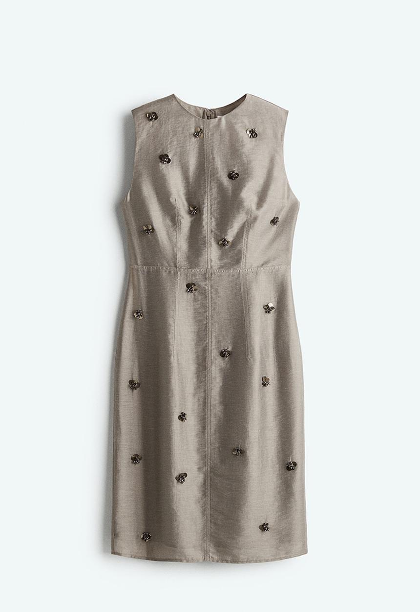 H&M - Embellished pencil dress - grey