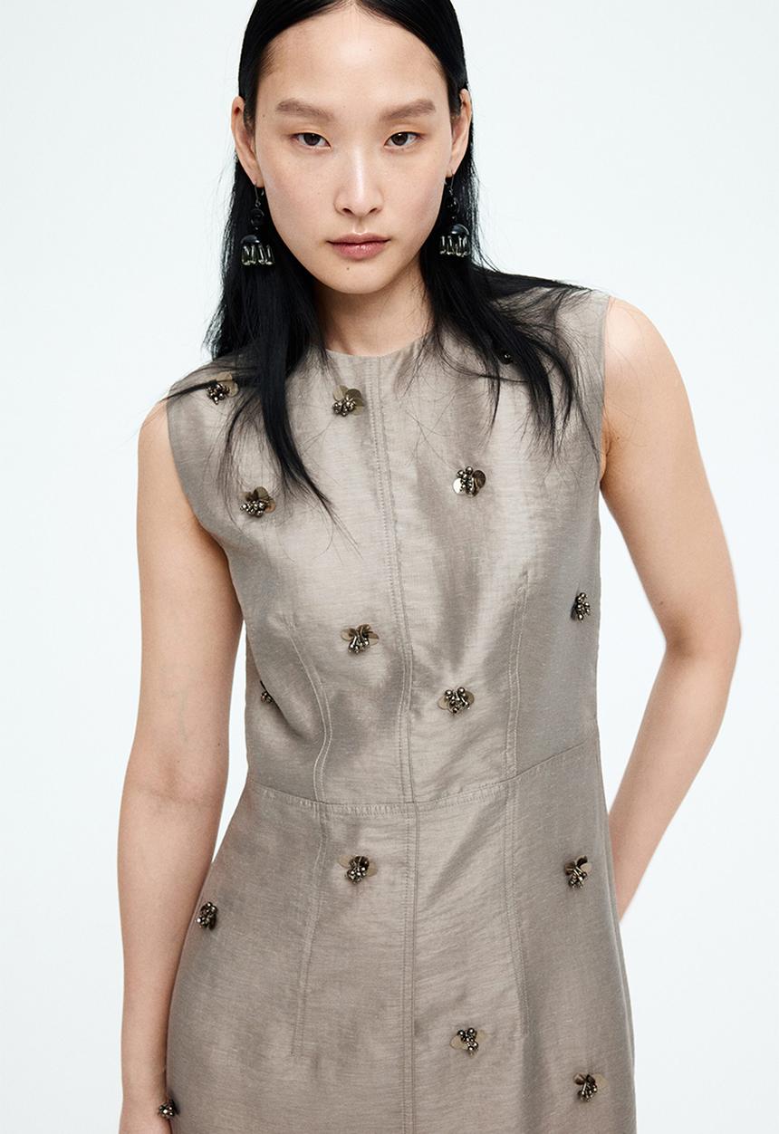 H&M - Embellished pencil dress - grey