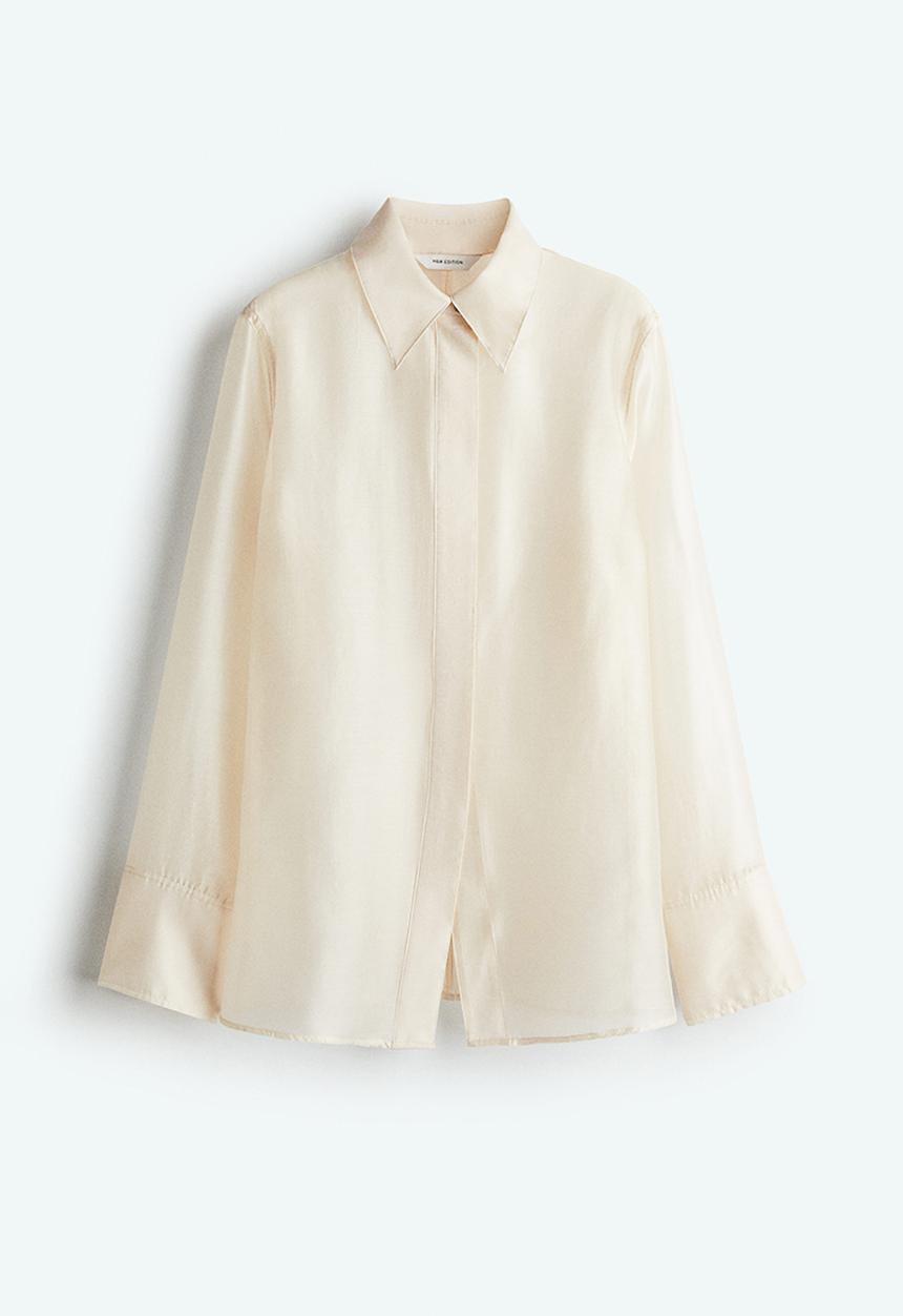 H&M - Waisted sheer shirt - cream