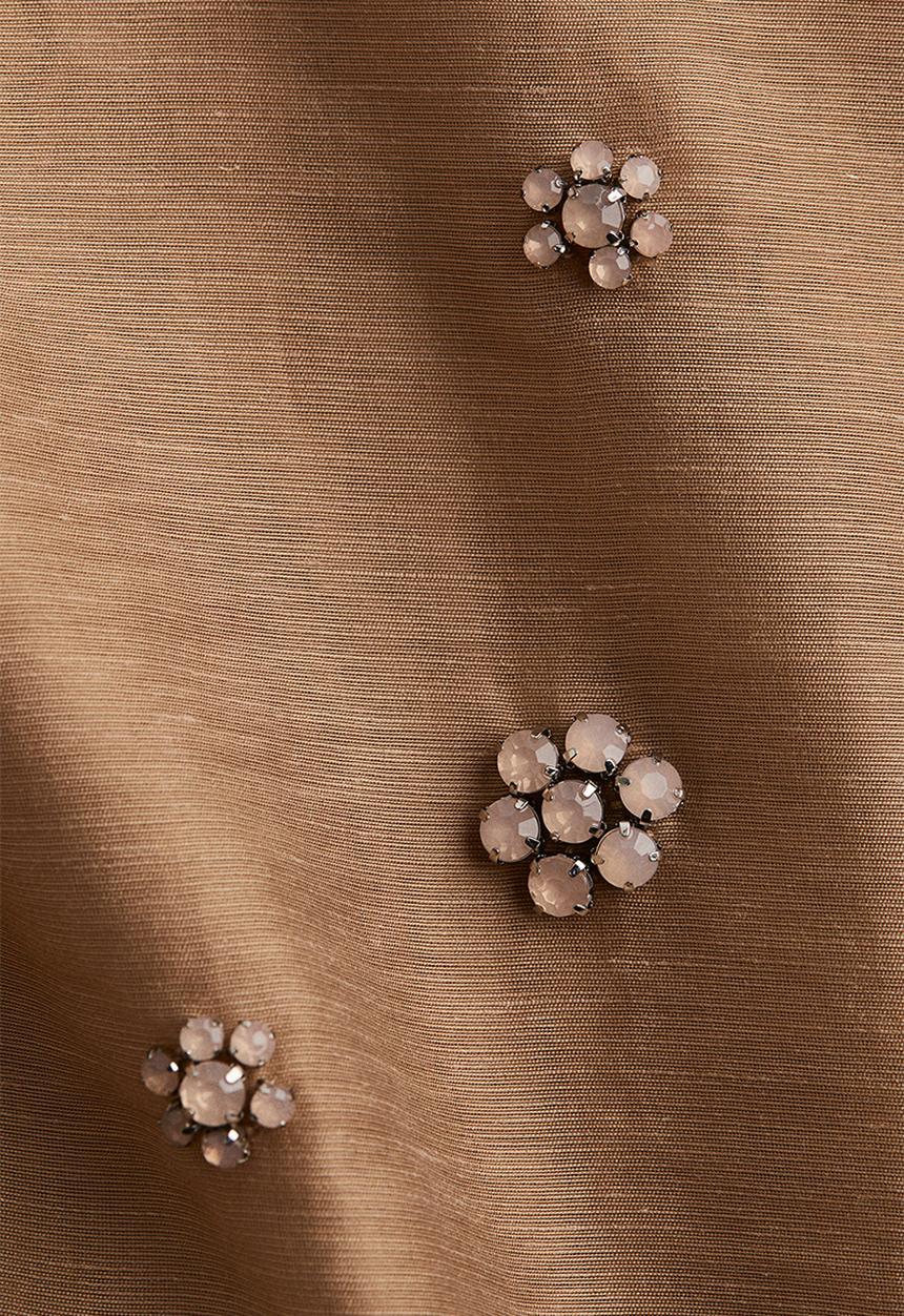 H&M - Rhinestone-embellished mini shorts - dark beige