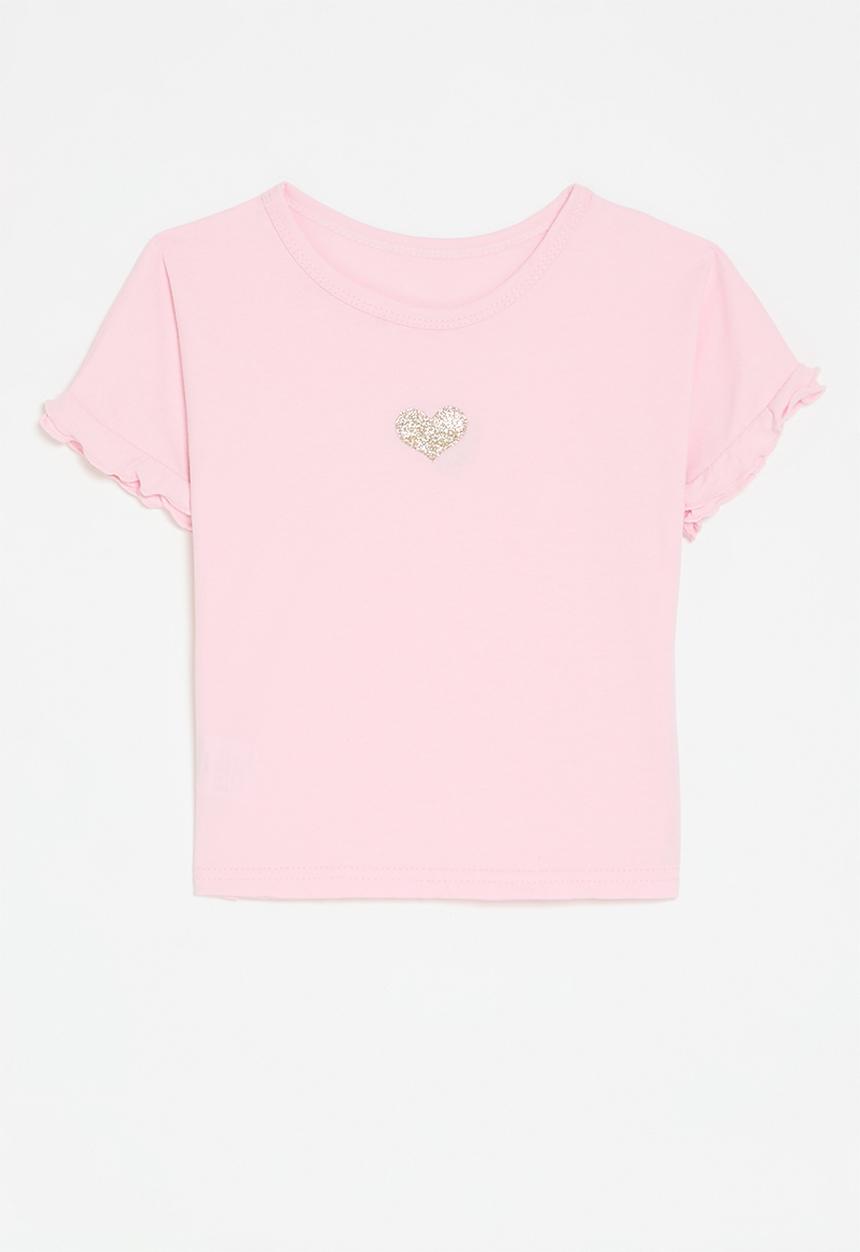 Pop Candy - Lettuce sleeve heart print tee - pink