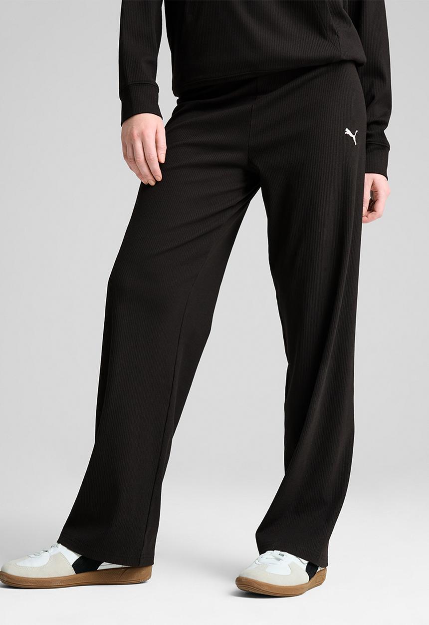PUMA - Ess Elevated High-Waist Straight Leg Rib - Black