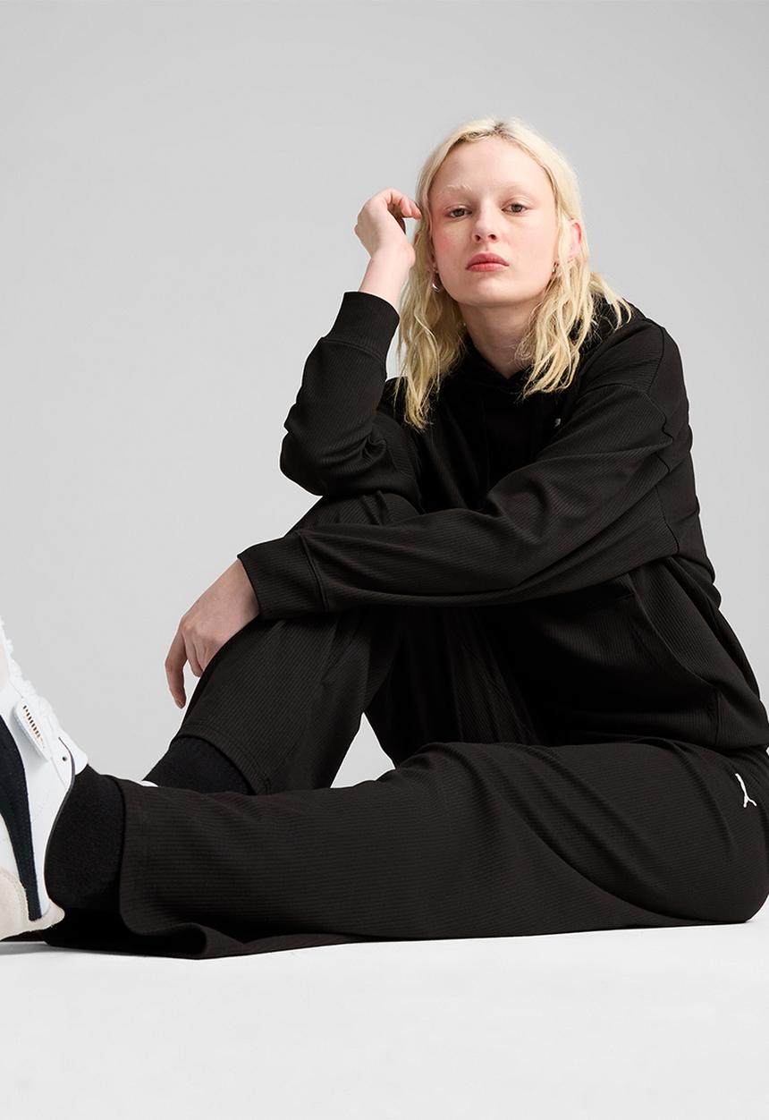 PUMA - Ess Elevated High-Waist Straight Leg Rib - Black