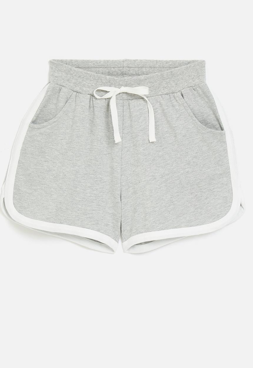 Pop Candy - Contrast shorts - grey & white