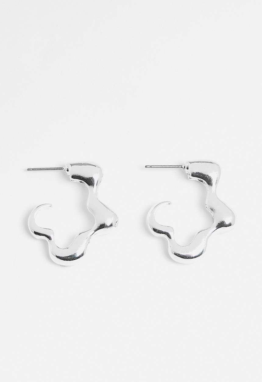 Tessa Design - Amelia abstract floral hoop earring - silver