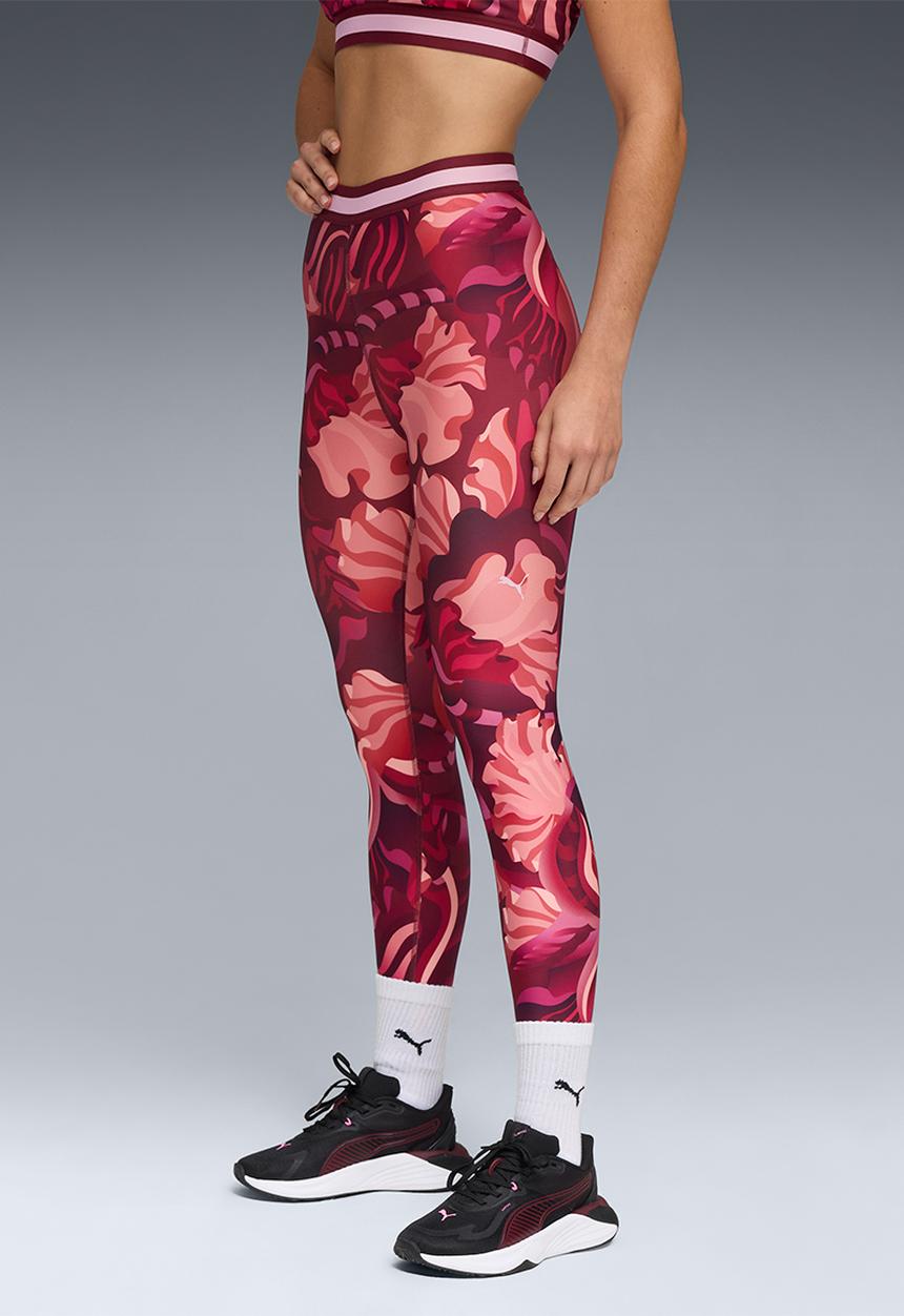 PUMA - W Puma Strong Floral Ribbon Tight - Aop Hw 7/8 - Ruby Shimmer