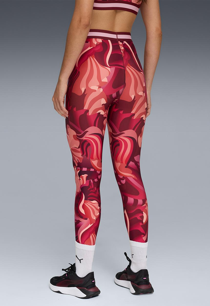 PUMA - W Puma Strong Floral Ribbon Tight - Aop Hw 7/8 - Ruby Shimmer