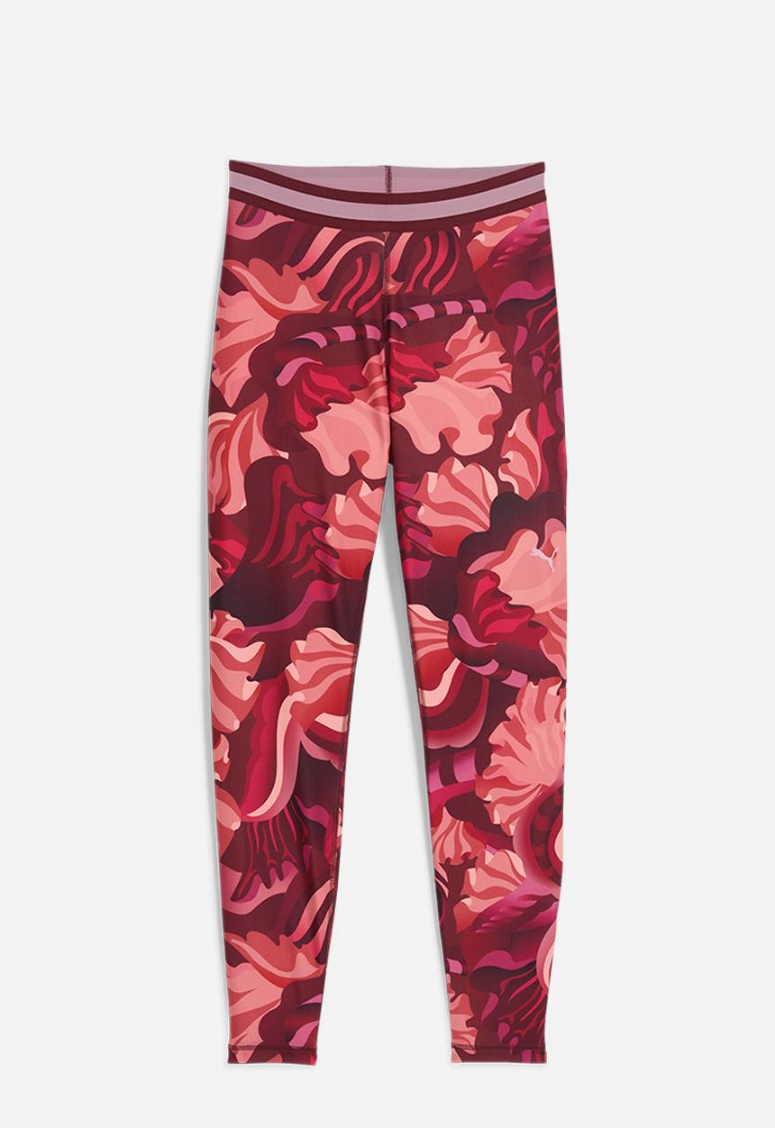 PUMA - W Puma Strong Floral Ribbon Tight - Aop Hw 7/8 - Ruby Shimmer