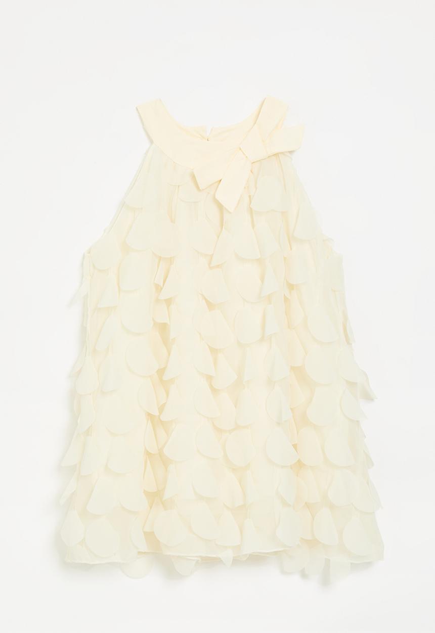 Pop Candy - Halter neck dress with penny bow - pale yellow