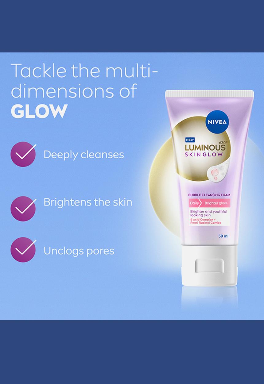 Nivea - LUMINOUS630 Brighter Skin Glow Bubble Face Cleansing Foam - 50ml