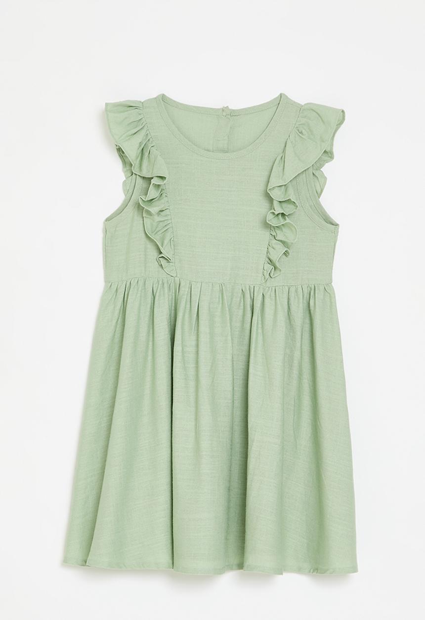 Pop Candy - Frilled sleeve dress - sage green